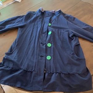 Xl navy Matilda Jane jacket with floral collar